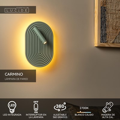 Lucide CARMINO - Lámpara de pared - LED - 2700K - Verde | Essential